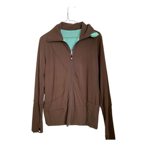 Lululemon Globe Trot Full Zip Jacket Brown Mint Green